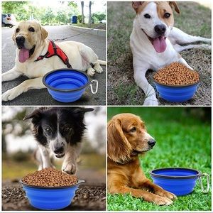 Collapsible Dog Cat Blue Food Water Bowl Portable Foldable Travel Bowls